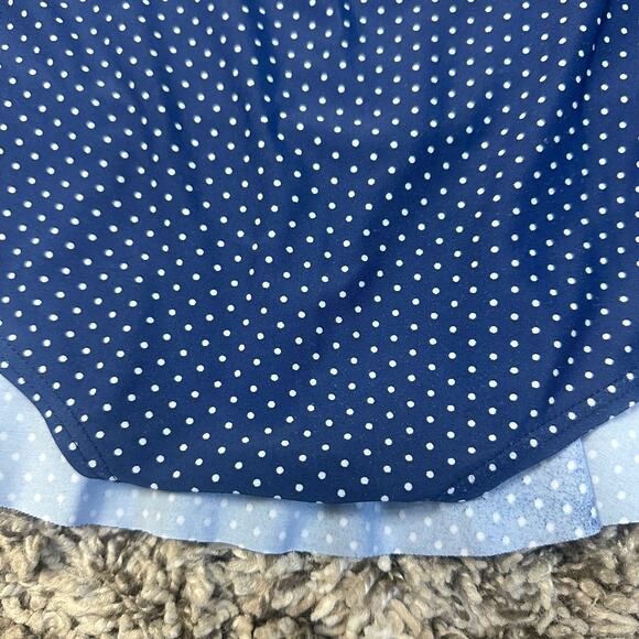 Unique Vintage Alice Swim Skirt High Rise Ruched Retro Blue Polka Dot XXL 2XL 2X - Picture 8 of 15